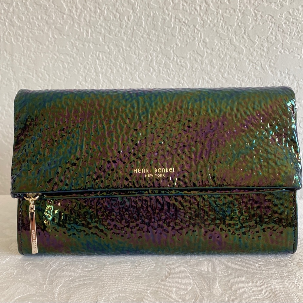 henri bendel iridescent leather chain strap bag